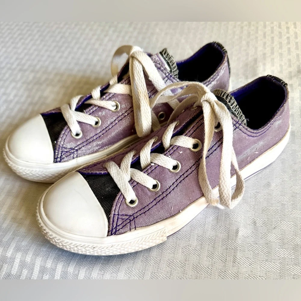 Converse All Star Glitter‎ Sneakers Youth 1 Lavender Purple Sparkle Casual Shoes